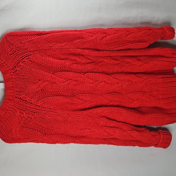 Love,Whit By Whitney Port Red Cable Oversized Sweater Size Medium - Picture 6 of 6
